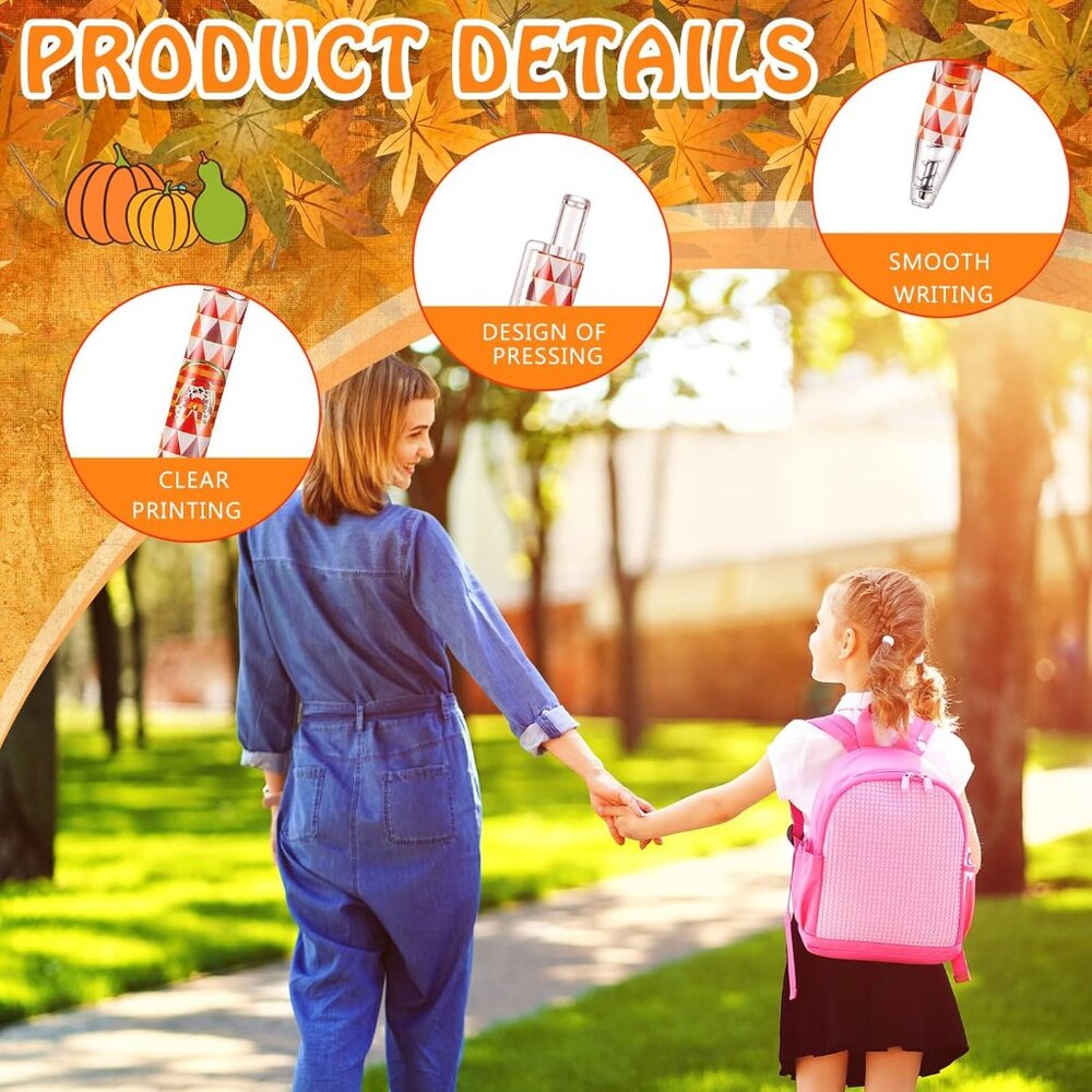72 Pcs Fall Pens - Bulk Thanksgiving Day Ballpoint Pens - Pumpkin Leaf Gnome Ink - Picture 4 of 6
